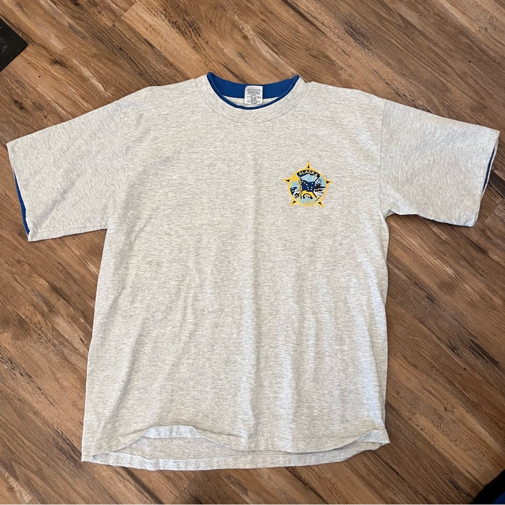 Mens vintage 90s Belton Alaska state trooper badge logo layered t shirt sz L
